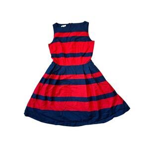 L.L. Bean Signature Dress, size 2 Petite, Red & Blue Sleeveless, Fit N Flare